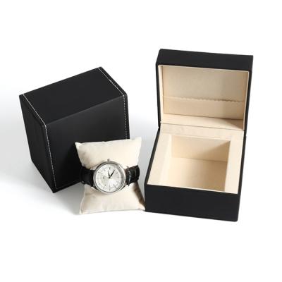 China Cheap Fashionable Hot Sales Watch Luxury Black PU Leather Cases For Watches Jewelry Gift Box for sale