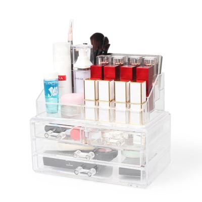 China Sustainable Acrylic Cosmetic Storage Clear Drawer 3 Tier Makeup Organizer for sale