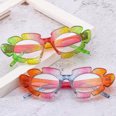 China Fashionable 2023  Fashion personality Colorful Flower Frames Eyeglasses Custom Logo Anti Blue Light Optical Women Prescription Glasses for sale