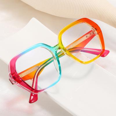 China Fashionable New Frame Anti Blue Light Glasses Women Cp Plug In Legs Oversize Fashion Retro Color Optical Square Glasses for sale