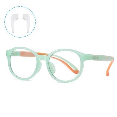 China New Style 2023 Women Anti Blue Light Blocking Glasses Boys Girls Round Frame Flat Mirror High Brand Kids Optical Glasses for sale