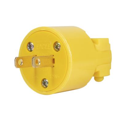 China LUMEX 15A 125V Residential/General Purpose NEMA 1-15P 2Pole Yellow Straight Blade Plug For USA Market for sale