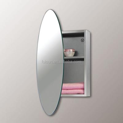 China Factory wholesale modern stainless steel bathroom mirror cabinet with elliptical mirror for sale