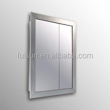 China Traditional Recessed Metal Bathroom Mirror Cabinet Furniture With Double Door for sale