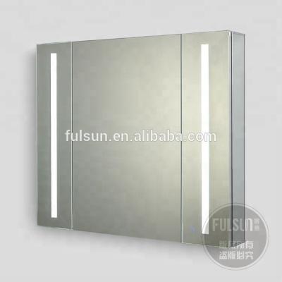 China Modern Commercial American Style Aluminum Bathroom Mirror Cabinet With Light for sale