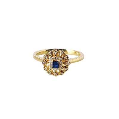 China Other Natural Square Sapphire Ring Female 18K Gold Personalized Fashion Simple Gem Precious Ring for sale