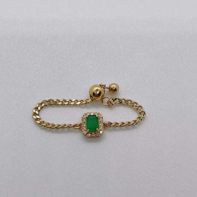 China Other New 18K Gold Green Pull Adjusting Chain Ring Thick And Heavy Chain Women's Ring for sale