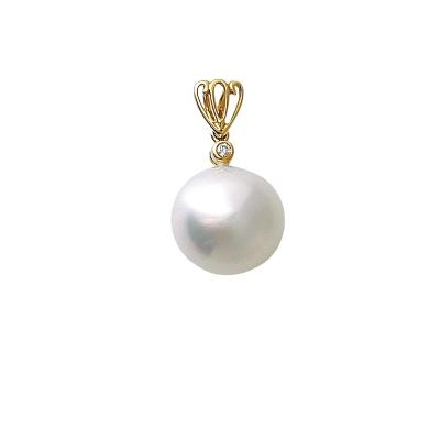 China Others White Sea Pearl Diamonds Necklace Women's Simple 18K Gold Clavicle Neck Pendant Chain for sale