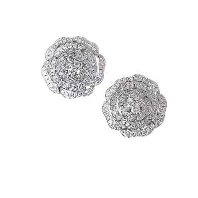 China Other Camellia Diamond Luxury 18K White Gold Classic Diamond Inlay Earrings for sale