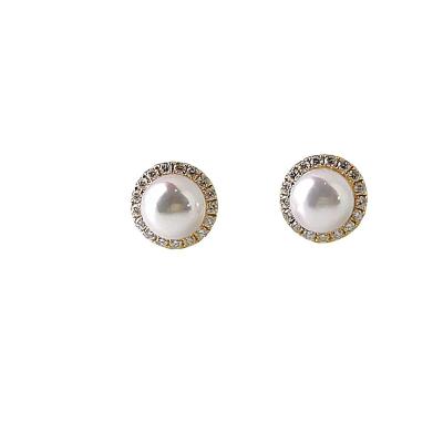 China CLASSIC High Quality Natural Fashion 18K Gold Diamond Single Akoya Pearl Seawater Pearl Earrings Single Hoop Earrings for sale