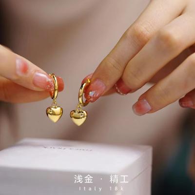 China Cute Huggie Earrings With Zircon Designs Jewelryfor Woman Pictures Of Yellow Gold Small Gift White Party for sale