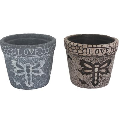 China Europe Hot Sale Garden Decor Dragonfly Flower Pot Cement Outdoor Flower Pot for sale