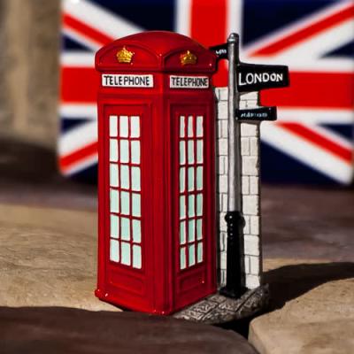 China Promotional Red Telephone Shape Hot Sale Gifts Resin Fridge Magnet UK London for sale