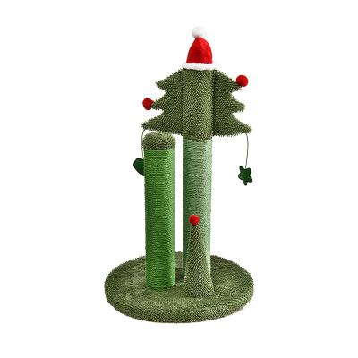 China Chenille Fabric Christmas Tree Shape Viable Cactus Cat Scratching Tree for sale