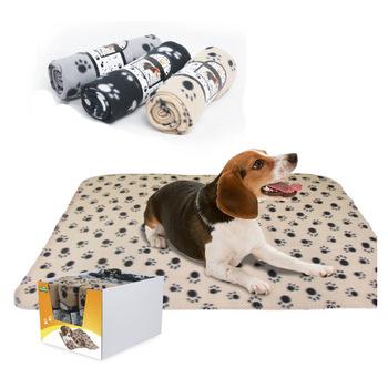 China Travel Petstar Paw Print Dog Beds Light Weight Dog Bedspread Soft Warm Blanket for Dogs and Cats for sale