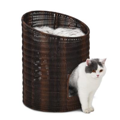 China Cat Tree House Anti Scratching Decoration Eco Friendly Rattan Material Pet Rattan Home Room Waterproof With Soft Pillow for sale