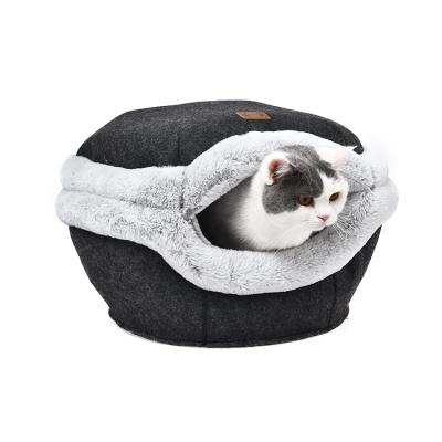 China Wholesale Viable 2 Ways Use Comfortable Portable Pet Sofa Bed, Folding Cat House With Soft Plush Anti-Slip Cat House Bed for sale