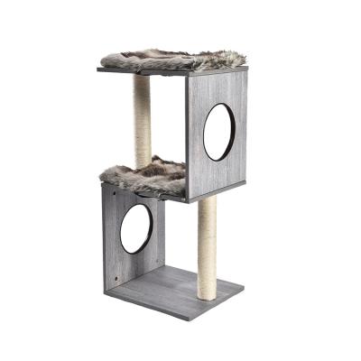 China Petstar Activity Cat Tree Lounge Modern Wood Cat Tree Fur Cat Scratch High Quality Viable Tower Room for sale