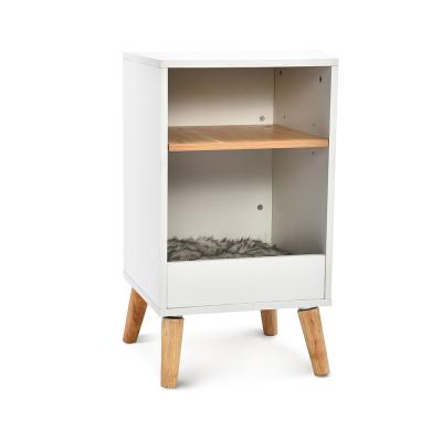 China Sustainable Modern Low Legs With Side Table Spacious Storage Easy Assembly Wood Furniture For Cat for sale