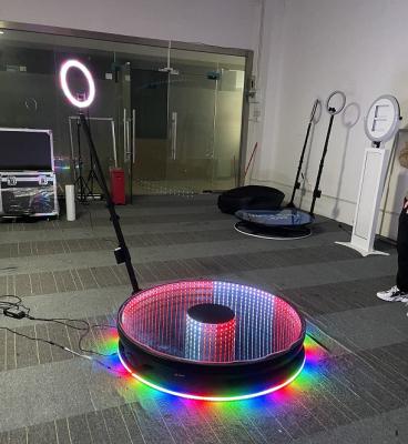 China Slow Motion RGB LED Mirror Glass 360 Degree Photo Light Remote Control Smart Booth Rotating 360 Photo Booth 68/80/100/115cm for sale