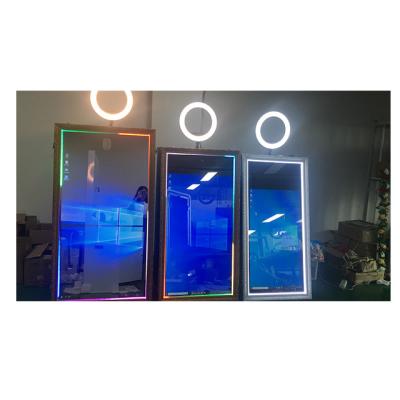 China 2021 Cheap Portable Tempered Glass Panel Selfie Photobooth Machine Mirror Metal Case + Magic Photo Booth For Sale for sale