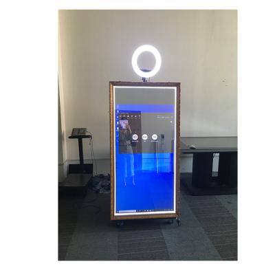 China Metal case + tempered glass panel photobooth supplier commercial use mirror photo booth kiosk selfie magic photobooth machine for sale