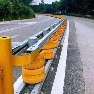 China China Road Traffic High Intensity Safety Double Buckets Safety Roller Cushion Anti Roll Guardrail for sale