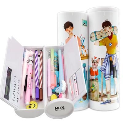 China Factory Multi Function Creative Kids Products Plastic Pencil Case With Mirror Calculator For Boys School Stationery Box for sale