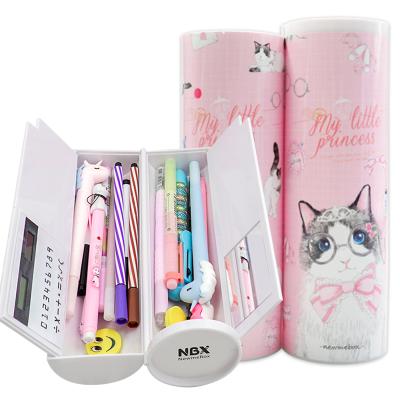 China Multi Function NBX Cartoon Princess Cat Kawaii Animal Pencil Case with Calculator and Mirror for Girls Plastic Pencil Case for sale