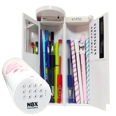 China Electronic code lock; Big capacity ; Built-in mirror; Newmebox High Quality Password Cylinder Multifunctional Pencil Case for sale