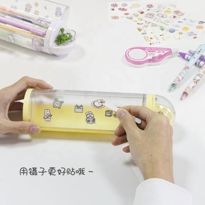 China DIY NBX kawaii space capsule pencil case for girls aesthetic transparent plastic 4 free stickers large capacity for sale