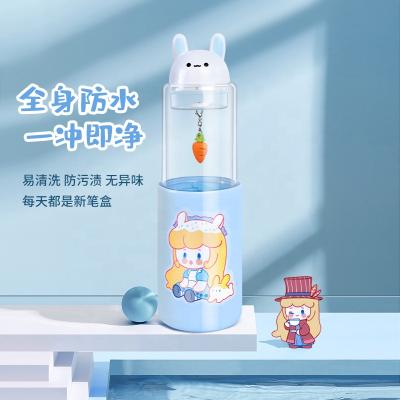 China Fashion NBX Cute Plant Magnetic Clear Acrylic Tabletop Pen Holder For Office Cartoon Plastic Pencil Case for sale