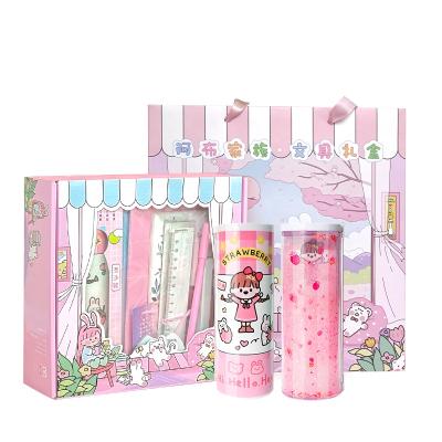 China Lovely carton styles newmebox wholesale stationery school supplies gift set 16 in 1 plastic kawaii stationery gift set for girls boys for sale