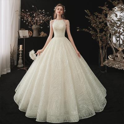 China Muslim Wedding Dress 2021 Equalizing Ball Gown Wedding Dress Anti-Static Bridal Wedding Dress Lace Muslim Wedding Dress for sale