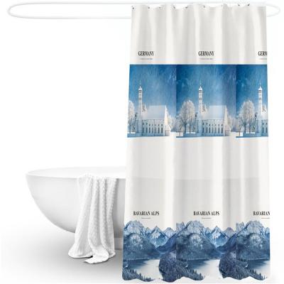 China Sustainable Factory Wholesale  Polyester/Peva Bathroom Shower Curtain Custom Pattern Cotton Bath Curtain for sale