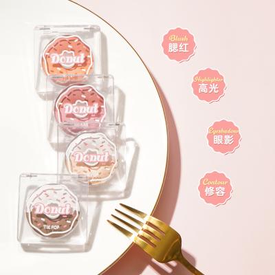 China Hot Selling Private Label Tik POP Sunscreen Ins Waterproof 4 Color Cute Double Cheek Donut Blush Naked Makeup Blush for sale