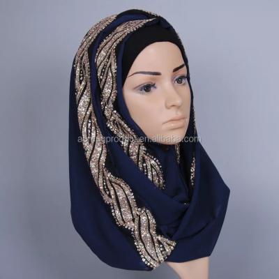 China New Pattern Breathable Women Plain Whosale Shiny Hot Stylish Diamond Fashion Muslim Hijab for sale