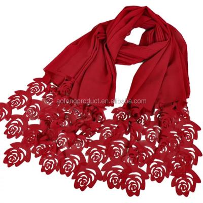 China New Design Breathable Rose Muslim Chiffon Women Head Scarf, Hijab Luxury Muslim Wedding Scarf for sale