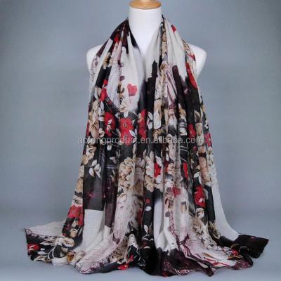 China Breathable Acrylic Cotton Hijab Muslim Women Fashion Polyester Women Viscous Scarf Shawl for sale