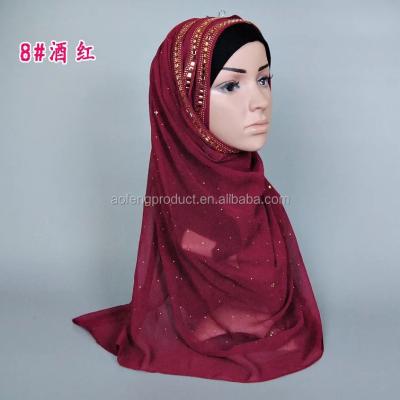 China 2018 breathable new women's cotton shawl with shiny stone Saudi Arabian pattern hijab scarf for sale