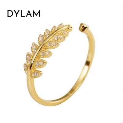 China Dylam CLASSIC 925 Sterling Silver Cute Feather Angel Wing Ring with Long Tail Opening Simple Wedding Band Ring for Women for sale