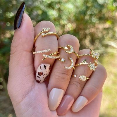 China Tasty Dylam Boho Star Nickel Free Lead Free Rings Set Festival Bohemian Rings Set Open Stackable Gold Knuckle Beach and Holiday Summer Jewelry Rings for sale