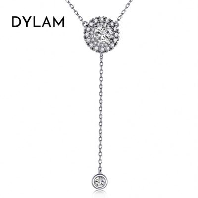 China Dylam CLASSIC 14K Gold Plated Zircon Y Lasso Necklaces Long Drop CZ Pendant Necklace For Women Diamond Chain Necklace Fashion Tasty for sale