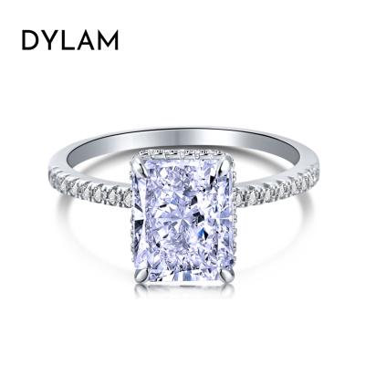 China Dylam 925 Lead Free Nickel Free Engagement Ring Shape Diamond Ring AAAAAAAACZ Sterling Silver Radiant Grade For Cubic Zirconia Sterling Silver Ring for sale