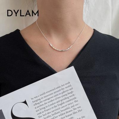 China New Trendy Dylam Fashion Sterling Silver 925 Necklace Jewelry Cube Charms Necklaces Personalized Necklace For Women for sale