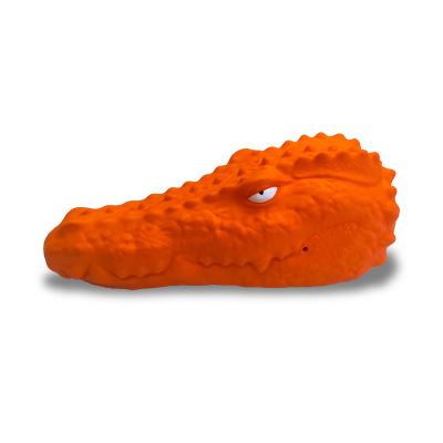 China Newest Design Sustainable Crocodile Indestructible Rubber Teeth Cleaning Squeaky Dog Toy for sale