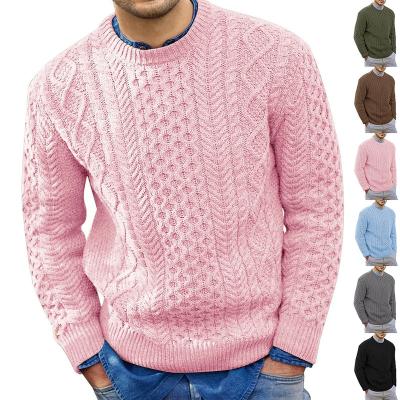 China Wholesale brand fashion men's anti-pilling round neck sweater new autumn and winter knitted sweater thickened warm cashmere color for sale