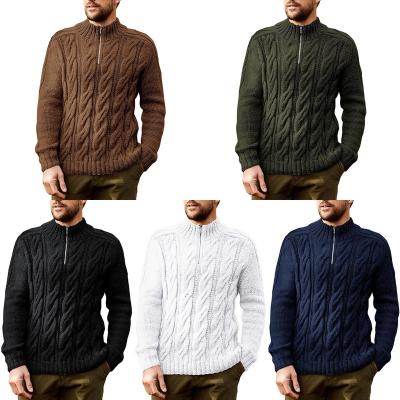 China European men's long-sleeved sweater high-neck solid color anti-pilling stain border sweater men's upper and American clothing for sale