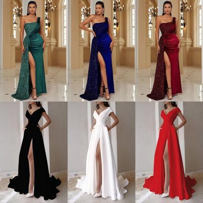 China Stain anti-static border women's banquet evening dress, femininity, long ladies' perspective dress for sale