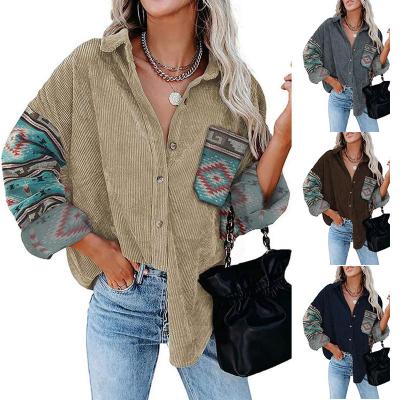 China New border women's plaid pocket shirt autumn and winter fashion casual loose women's anti-pilling spot women's plaid pocket shirt for sale